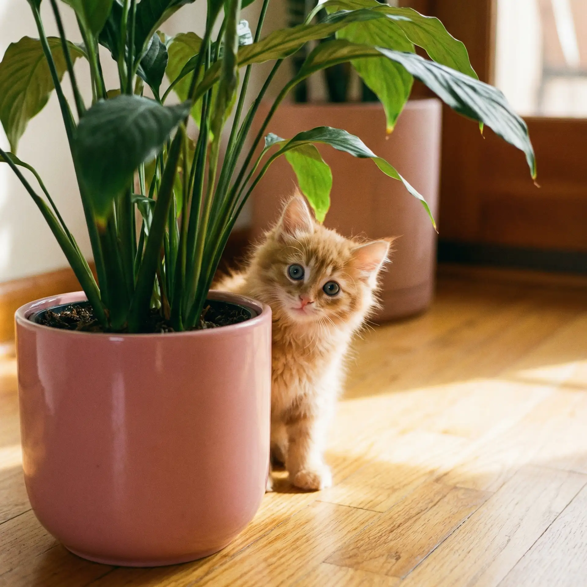 小猫从花盆后探头 - 美味天王粤语
